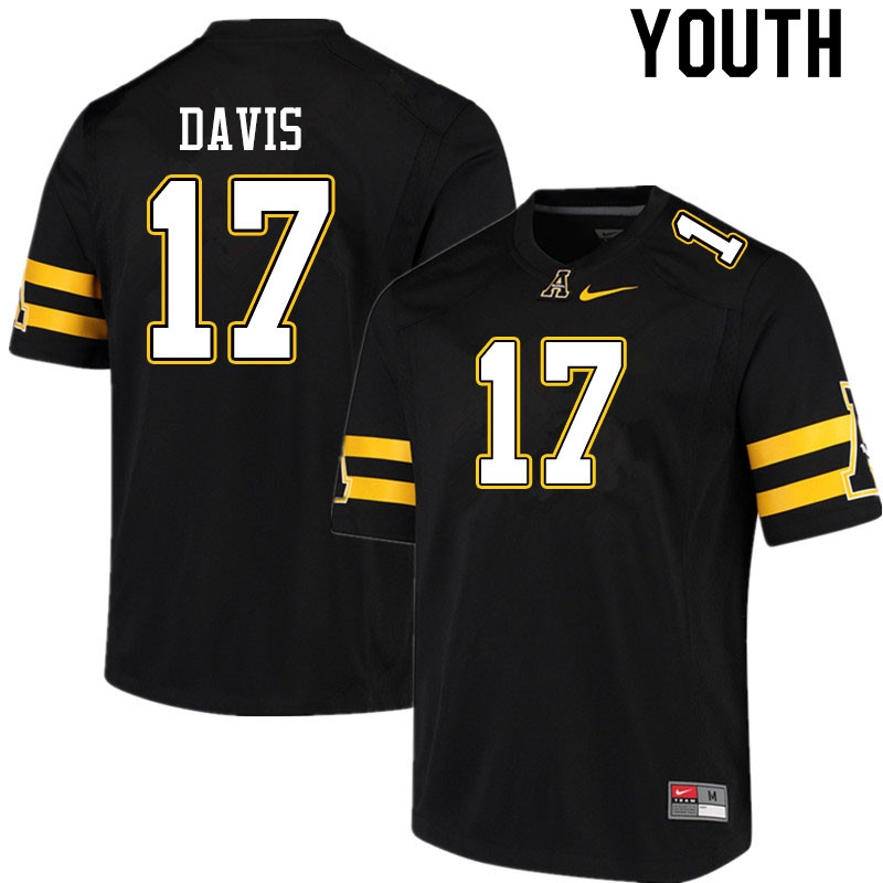 Youth #17 Dashaun Davis Appalachian State Mountaineers College Football Jerseys Sale-Black - Click Image to Close